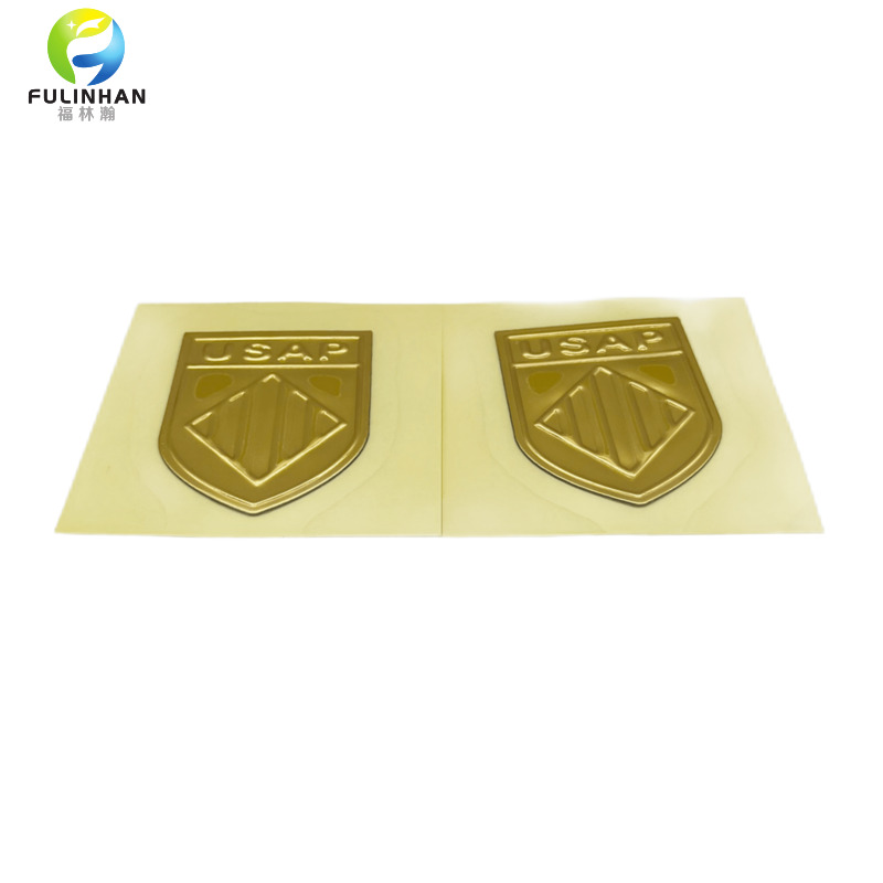 custom gold logo heat transfer patches